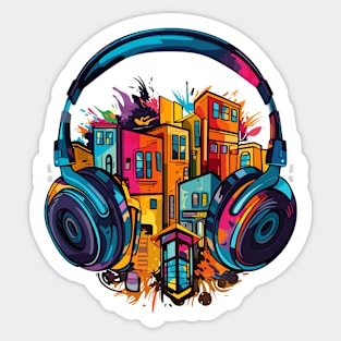 Headphone Music Non Stop Fun Urbain City Life Sticker